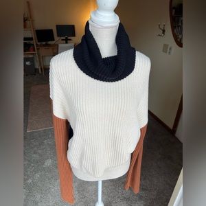 Knit Color-block Turtleneck Sweater